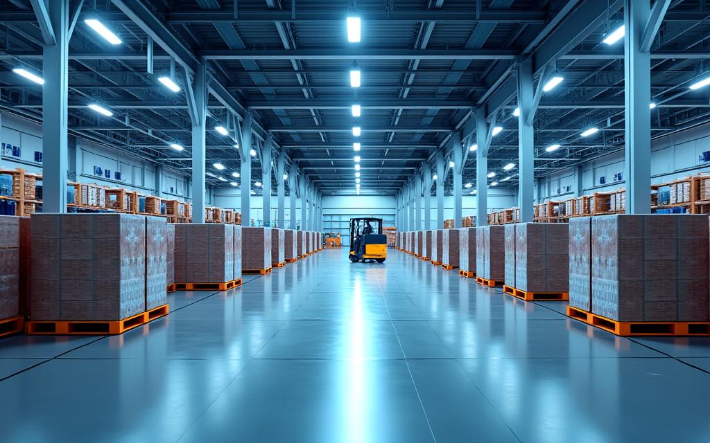 Modernes Lagerhaus für effizientes Supply Chain Management und Frachtlogistik